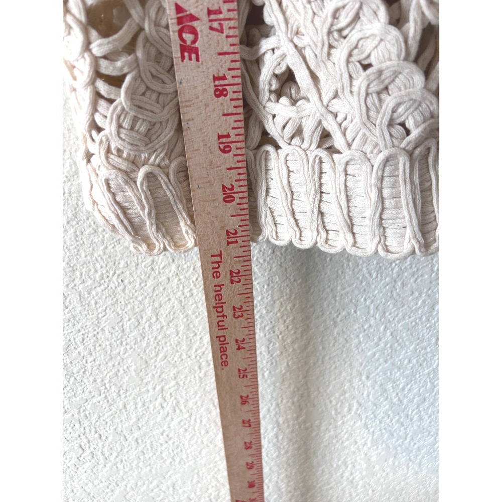 Boho Hippie Crochet Macrame Floral Open Knit Tank Top Cream Sleeveless OS - Picture 8 of 10